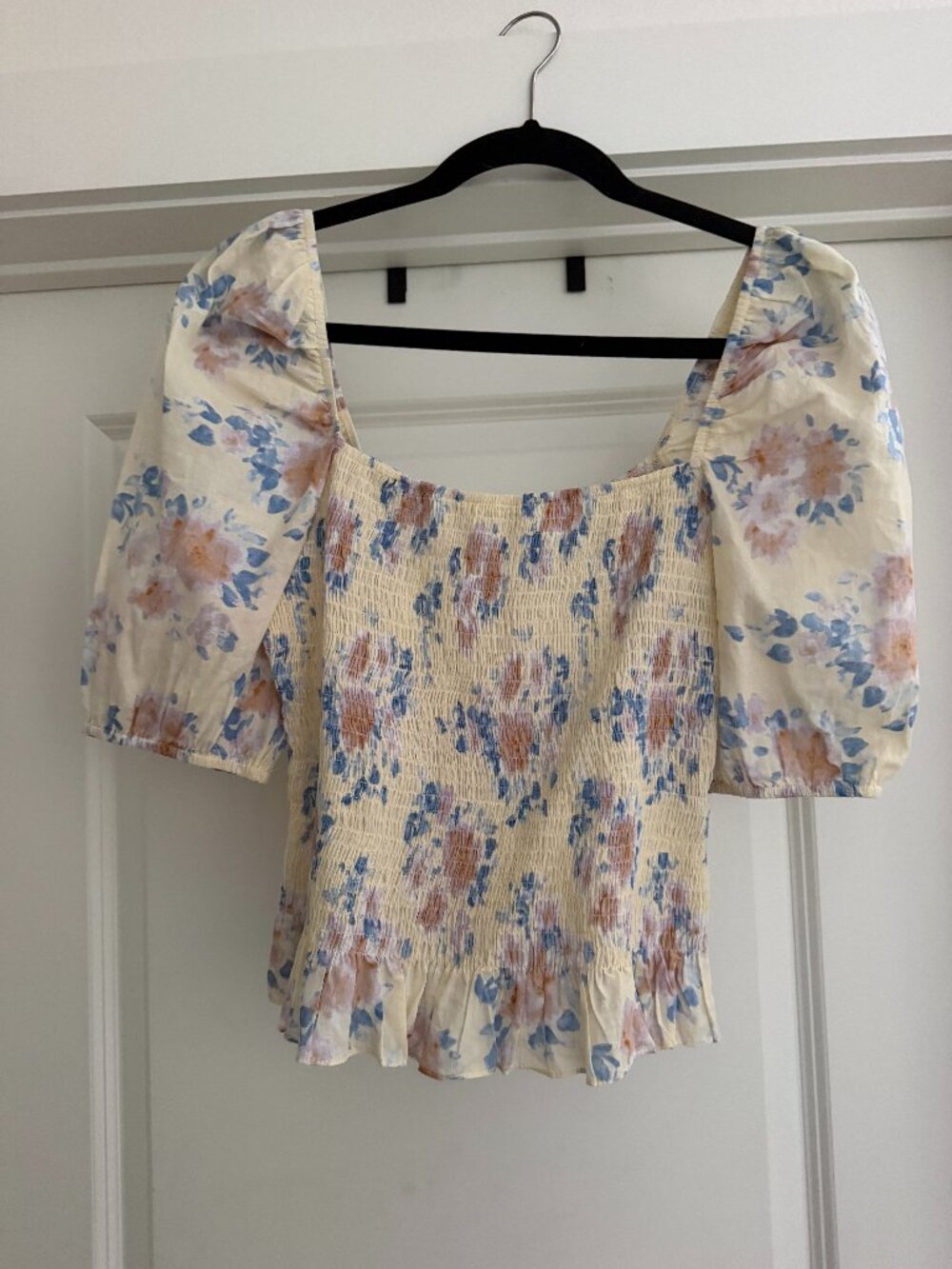 Smocked Yellow Floral Top